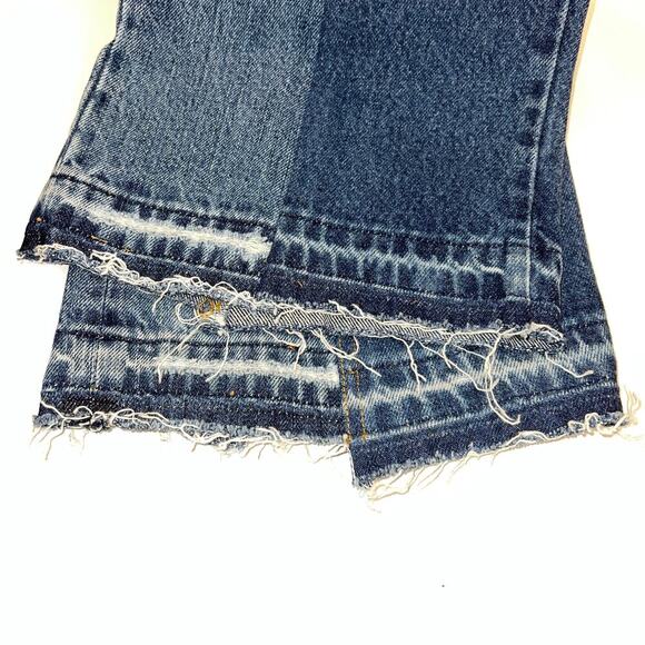 Rentrayage Upcycled Mid Rise Two Tone Patchwork Flare Jeans Size XS 26 Waist - Picture 14 of 15